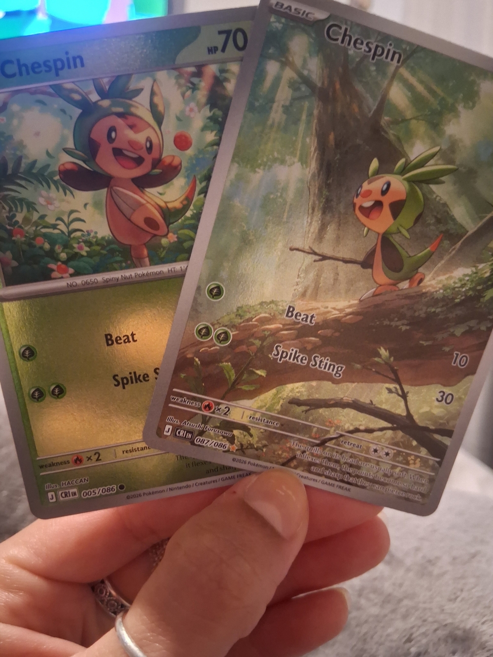 Chespin Pokémon TCG Cards - Green and Brown Full Art